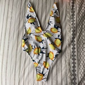 Cupshe Lemon Print One Piece Swimsuit
